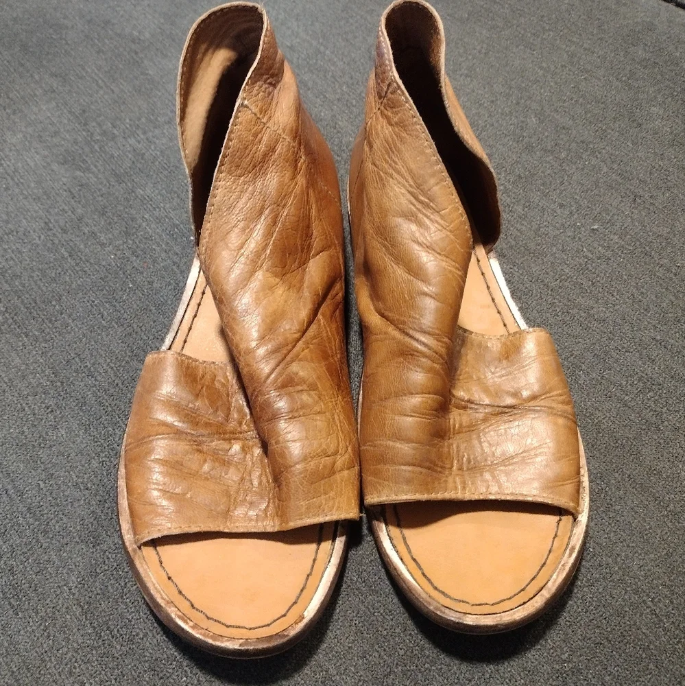 FREE PEOPLE D'orsay Distressed Leather Sandals Shoes - Picture 10 of 11